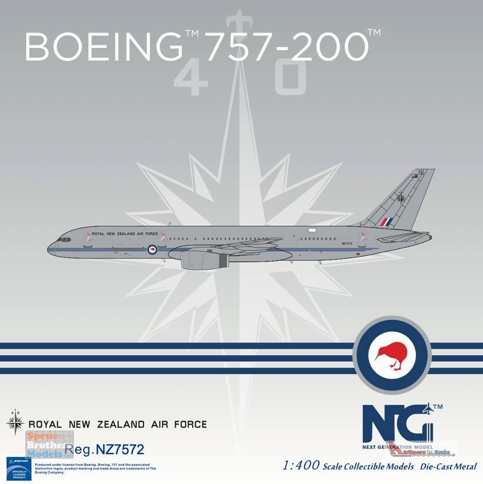 NGM53146 1:400 NG Model Royal New Zealand Air Force Boeing 757-200 Reg  #NZ7572 (pre-painted/pre-built)