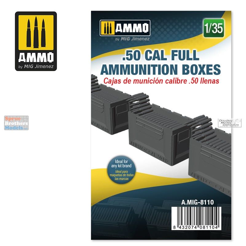 AMM8110 1:35 AMMO by Mig .50 Cal Full Ammunition Boxes - Sprue Brothers  Models LLC