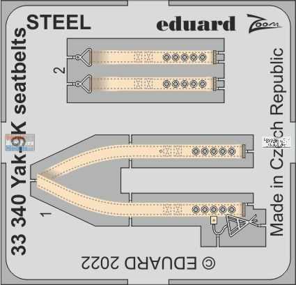 EDU33340 1:32 Eduard Zoom Color PE - Yak-9K Seatbelts [STEEL] (ICM kit)