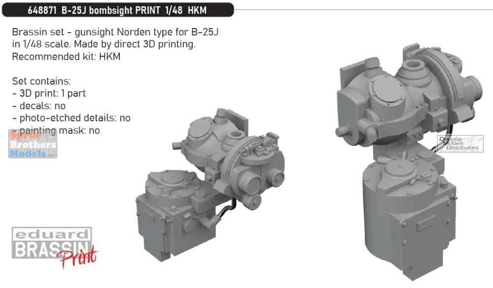 EDU648871 1:48 Eduard Brassin PRINT - B-25J Mitchell Bombsight (HKM Kit ...